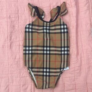 Burberry Tan and Black Plaid Kids Bodysuit